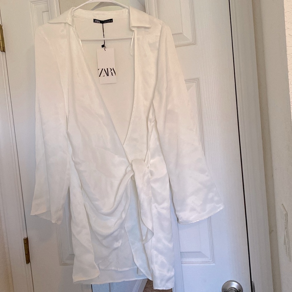 Zara White satin short dress